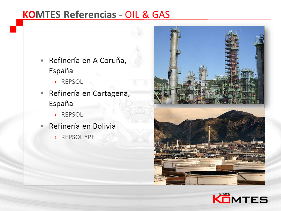 Refinerías en España y Bolivia